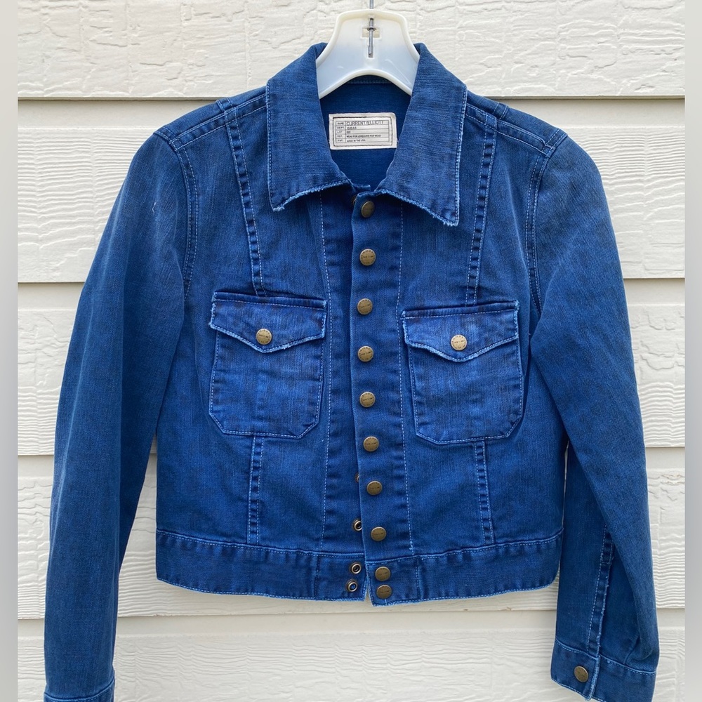 Current/Elliott Subtle Leopard Print Denim Jacket… - image 1